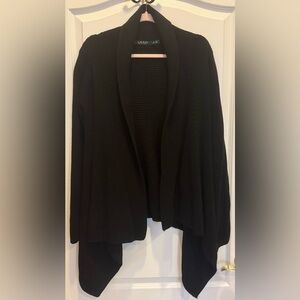 LAUREN RALPH LAUREN Cotton Shawl Open Front Cardigan S/M Black